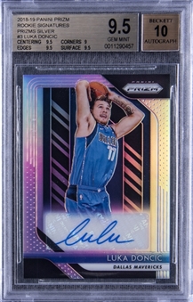 2018/19 Panini Prizm Silver #3 Luka Doncic Signed Rookie Card – BGS GEM MINT 9.5/BGS 10